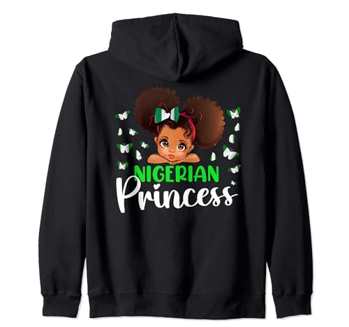 Nigeria Princess Flag for Girls Nigerian Pride Nigeria kids Zip Hoodie