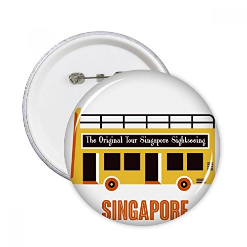Bus Singapour Visite Navette Pins Badge Bouton décoration vêtement multicolore