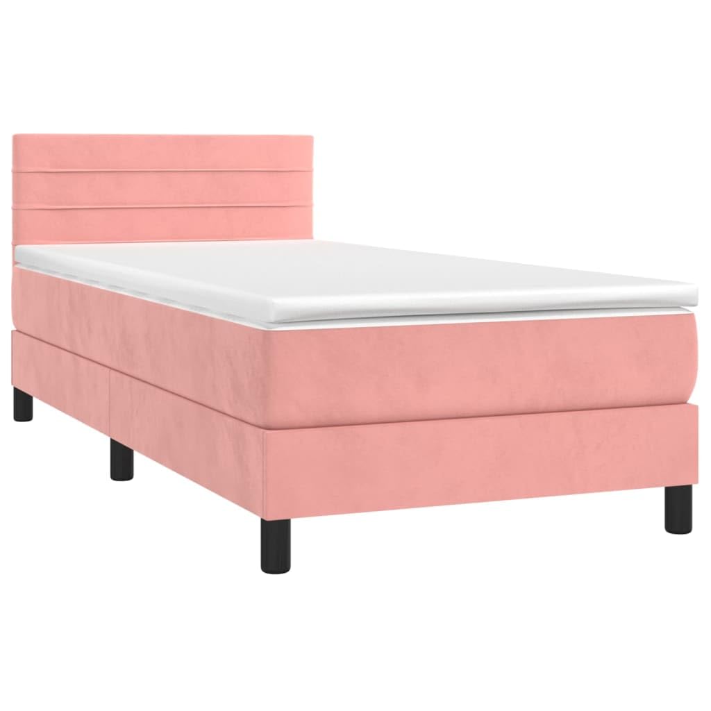 Samt verstellbares Kopfteil Boxspringbett 90x200 cm Rosa