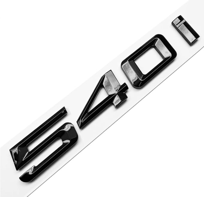 Image of 540i Rear Gloss Black 3D Trunk Lid Car Badge Emblem Decal Number Letter for BMW 5 Series with Adhesive Backing