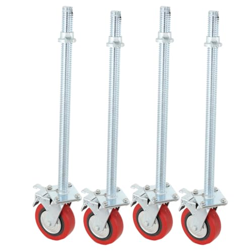 CDZHLTG 190mm Giratorias de Goma para Andamios Juego de 4 Ruedas con Freno, Giratorias 360° Capacidad de 750kg, Rueda Giratoria Industrial Resistente