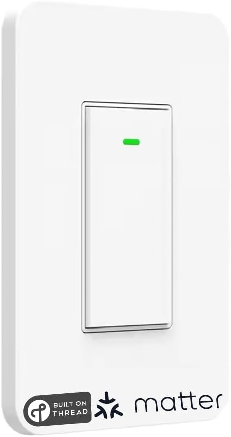 Switch (Matter) Smart Switch, App & Voice Control, Thread, Works with Apple Home, Alexa, Google Home, SmartThings, 100% Privacy, requires Thread Border Router, Neutral Wire Required