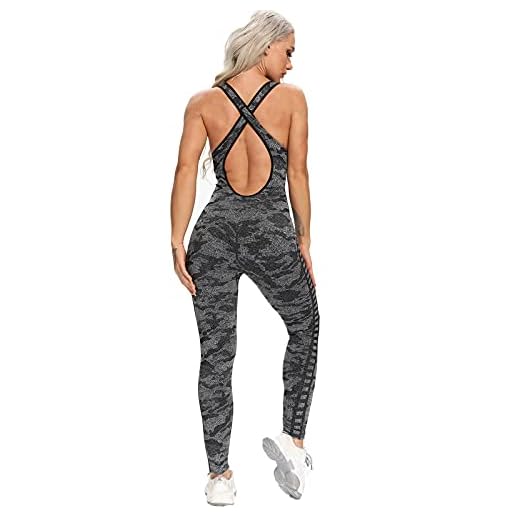 FITTOO Mono Mallas Pantalones Deportivos Leggings Mujer Yoga Alta Cintura Yoga Running Fitness Gran Elásticos Camuflaje Negro-Sin Costuras S