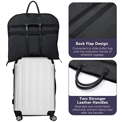 Orange Tech 43" Gusseted Travel Garment Bag For Business, Foldable, Durable Thick Oxford Fabric Travel Suit Bag With 5 Zipper Pockets And 2 Carry Handles For Storage And Travel, Black #TOP4