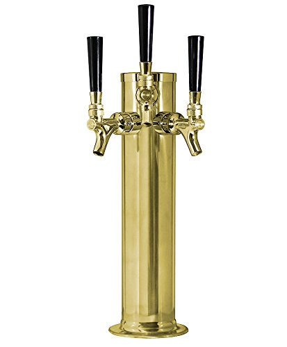 Bev Rite CT33B D4743TT-PVD Draft Tower, 3 Faucet, Polished Brass