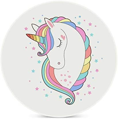 Amazon Zhimi 吸水コースター 滑り止め 吸収石コースター 白いユニコーンの頭のイラストかわいい コースター 10cm おしゃれ コップ敷き 茶バッド セラミック 高吸水性 断熱 速乾 ギフトドリンク コーヒー 茶托 コースター オンライン通販
