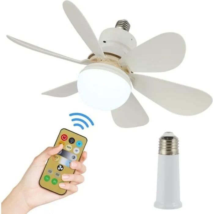 Ventilateur de plafond silencieux avec télécommande et lumière LED douille E27 CLAIRVENT