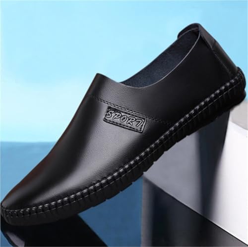 Mens Loafers Shoe Genuine Leather Round Toe Soft Breathable Slip Resistant Flat Heel Comfortable Classic Fashion Slip-ons4