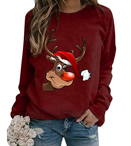 Rentier Pulli Damen 29 Onsoyours Weihnachten Pullover Damen, Rudolph Rentier Elfe...