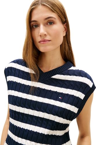 Chaleco Tommy Hilfiger mujer de punto cuello en V suéter sin mangas 3