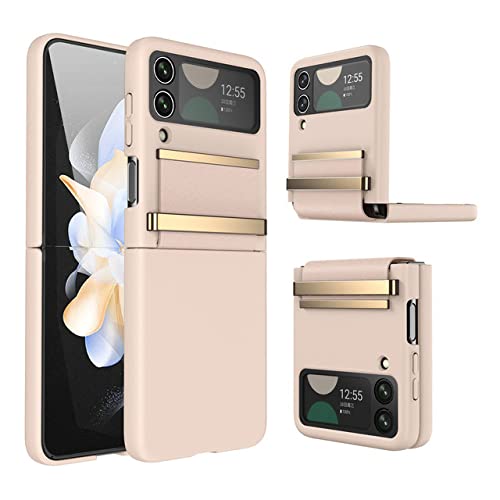 Coque Galaxy Z Flip 4 5G finition or rose avec sangle réglable et vitre de protection écran