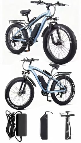 Rexhan 26” Electric Bike, 26 Inch E Hybrid Bike, 48V 15AH Removable Lithium Battery, Powerful Motor, Throttle, Front Suspension, Dual Disc Brakes, 30-40 KM Range, Aluminium Frame, Headlight, New