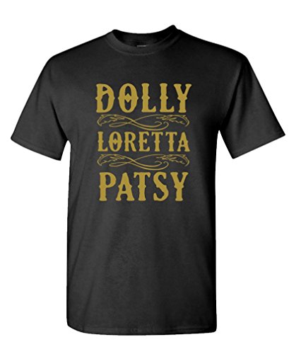 Dolly Loretta Patsy - Female Singers Country - Mens Cotton T-Shirt, M, Black