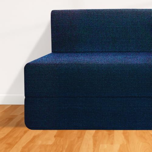 Image of CELLBELL Comfy Sofa Cum Bed 5x6.5 Feet | Foldable Dual Use Couch Bed with Soft Cushions, Washable Fabric Cover & Sturdy Frame | Space Saving Modern Design for Living Room, Bedroom Use (Navy Blue)