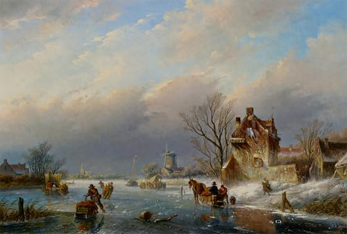 Cuadro de paisaje invernal para dormitorio: lienzo decorativo SERENDIPITP de 60x90cm