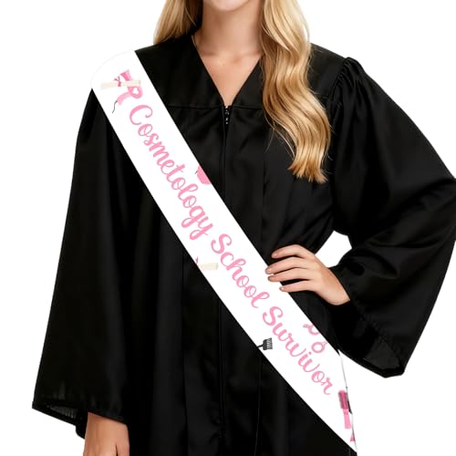 Festiblast Cosmetology School Survivor Graduation Sash, Pink Future Barber Sash Hairdresser Theme Congrats Grad Party Decorations for Class of 2026 Graduation Party Suppiles