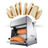 【Ampia gamma di usi】: Oltre ad affettare il pane, puoi usarla anche per tagliare toast, cetrioli, pomodori, ecc. La nostra affettatrice automatica per pane è ideale per supermercati, panetterie, negozi di tè e latte, panetterie, stabilimenti di lavorazione, caffetterie e pasticcerie. Le maniglie sono installate su entrambi i lati per un facile spostamento.