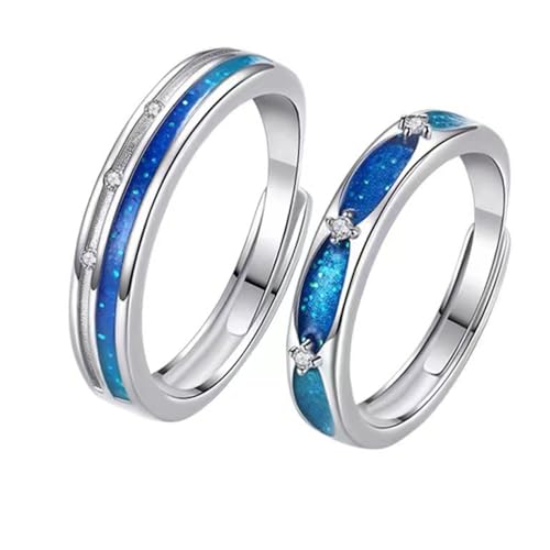 Matching Rings for Couples - Romantic Heart Design | Adjustable Hypoallergenic Wedding Bands Engagement Ring Sets for Him and Her Valentine's Day Gifts