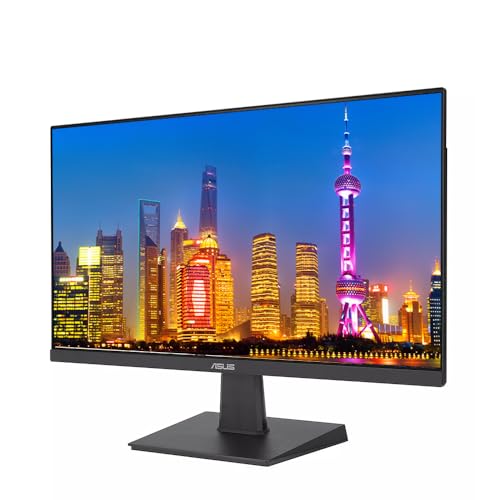 Image of Asus VA24EHE 24-inch 1080p FHD LCD Frameless Monitor, 2-Pack, HDMI, DVI-D, VGA, Low Blue Light, Desk Mount Dual Monitor Stand, MK270 Wireless Keyboard & Mouse, Gel Mouse & Wrist Pad
