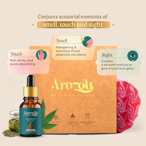 Image of Arezou Pre-Makeup Face Oil & Soap Set - Natural Hydrating Primer with Cedarwood Essential Oil | Deep Moisturizing Facial Massage Oil for Glowing Skin & Smooth Makeup Application | Ritual Skincare Gift Set (15ml Face Oil + 50g Soap)