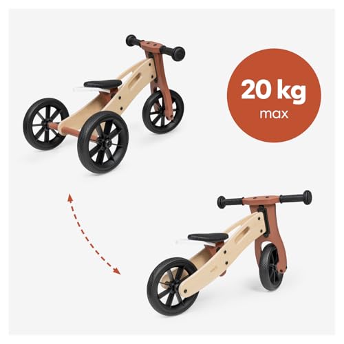 Hauck First Ride Eco, Fuchs - 2 in 1 Holz Dreirad Rutscher & Zweirad Laufrad mit 7,5 Zoll Räder für Kleinkider ab 1 Jahr bis 20 kg, mit Höhenverstellbarem Sattel, Tragegriff, Fox