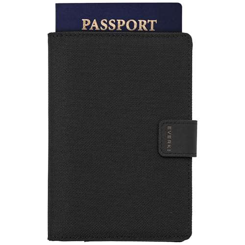 EVERKI RFID Passport Wallet - RFID Passport Holder for Travel, Slim RFID Blocking Pass Port Case Cover & Protector, Cute Pass Port Holder for Men & Women, Travel Essentials Gift for Travelers, Black