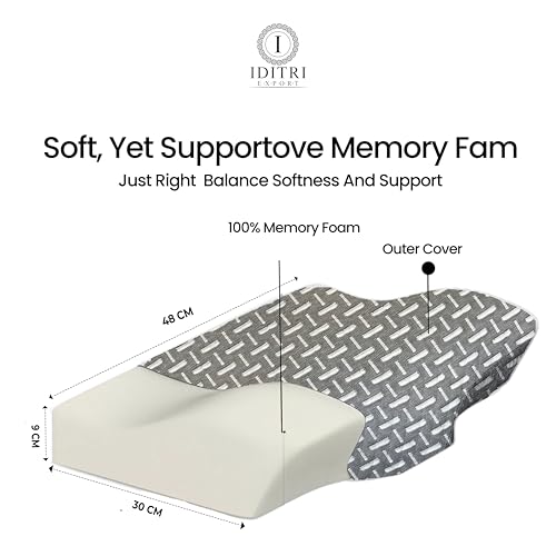Image of Ergonomic Neck Pillow, Gray Diamond Pattern Memory Foam for Spinal Alignment, 48x30x9 cm Cervical Contour Support, Breathable Skin Friendly Bedding Cushion, Shoulder Comfort Piece