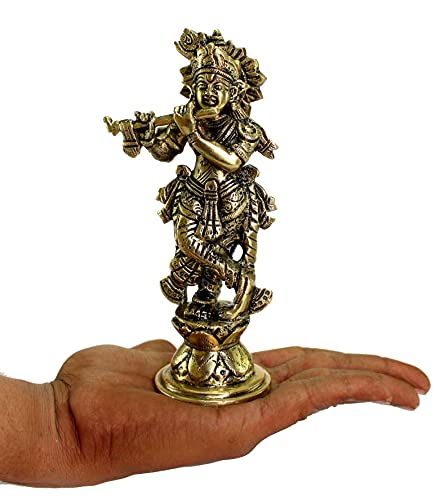 Image of eSplanade Brass Krishna Kishan Makhan Chor Thakurji Murti Idol Statue - 7 inches | Pooja Idols | Home Decor
