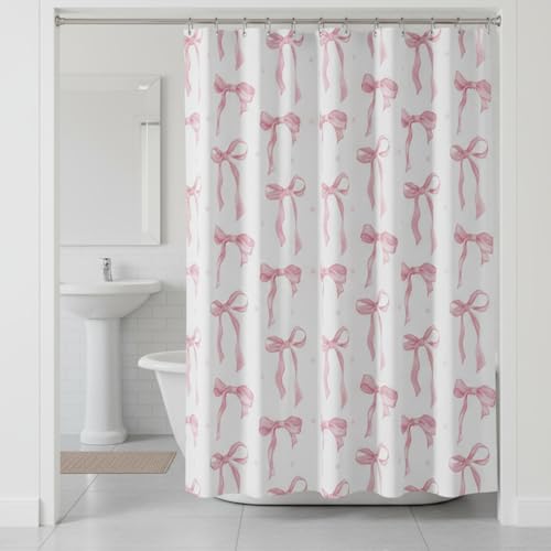 Rideau de douche imperméable 180cm en polyester motif nœud papillon - 6