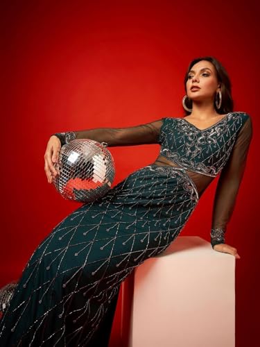 Image of STREET9 Women Bodycon Dark Green, Grey Maxi /Full Length Dress | DRS00008433