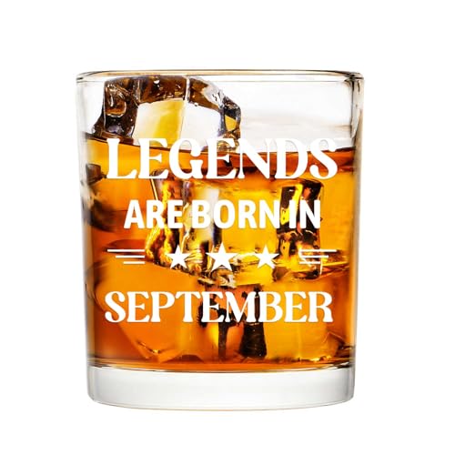 Futtumy Legends Are Born In September, 10 Oz Whiskey Glass, Birthday Gifts for Men, September Birthday Gifts, 40th 50th 60th Mens Birthday Gift Ideas for Dad Grandpa Husband Son Uncle Coworkers