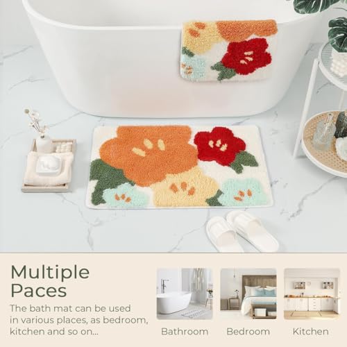 Image of AAZEEM Mat Rugs Non-Slip Abstract Bath Rugs Cute Mat Washable for Tube|Rectangular Door Mat for Home |Drawingroom |Easy Clean Indoor and Outdoor Floor Mat |Super Absorbent |White |16 inchx24 inch & 20 inchx32 inch |