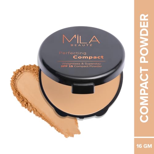 Image of Mila Beaute Perfecting Compact Powder | Natural Matte Finish| Longstay with SPF 15 | Minimized Pores and Finelines | Controls Shine | Lightweight Compact Powder | Shade - (302 Sand,16g) (Pack of 2)