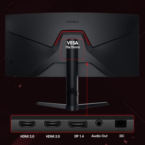 Miniatura 8 de Koorui Monitor Gaming Curvo, Pantalla Ordenador 34 Pulgadas 165hz, 1ms, 1000r, Wqhd 3440x1440, Va, Dci-P3 90 , Adaptive Sync, 2xhdmi 100hz Display Port 165hz, Vesa 75 75mm