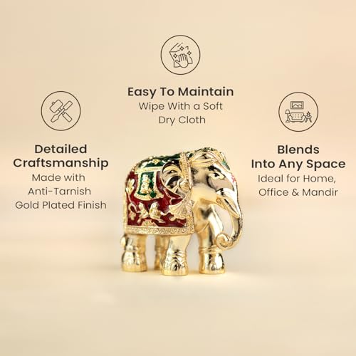 Image of Astrotalk Shri Swarna Gajraj Idol | Vastu Elephant Idol for Strength, Wisdom & Financial Stability | Aesthetic Home Decor for Living Room & Office | Good Luck Gift for Man & Woman