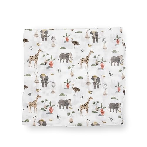 Image of Little Unicorn Deluxe Muslin Swaddle Blanket Set | Set of 2 | Newborns and Infants | Large 47 x 47 | Machine Washable (Safari Social 2)