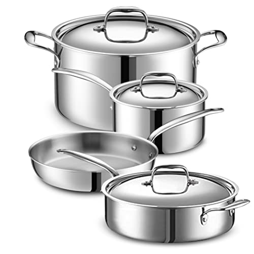 Legend 5 Ply 7 pc Small Starter Set Stainless Steel Pots & Pans for Home Cook | Quality Cookware 5ply Clad All Surface Cooking Induction Oven Safe | Non-Teflon Non Toxic PFOA, PTFE & PFOS Free Legend 5 Ply 7 pc Small Starter Set Stainless Steel Pots & Pans for Home Cook | Quality Cookware 5ply Clad All Surface Cooking Induction Oven Safe | Non-Teflon Non Toxic PFOA, PTFE & PFOS Free