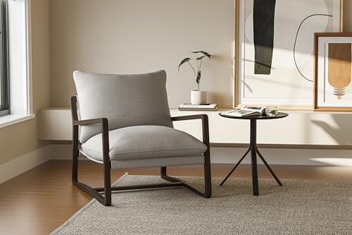 Sillón Curvado Madera Natural Tela Neutra miniatura 5