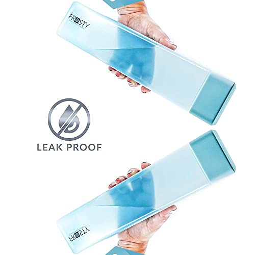 Image of Frosty Unbreakable Square Water Bottle 1 Litre | Set of 6 | Plastic Water Bottle | Office Bottle | Gym Bottle | Home | Kitchen (6, FROSTY - R, Square, 1.00, litres)