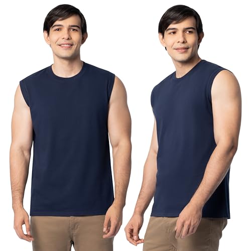 Image of Fruit of the Loom Men's Eversoft Cotton Sleeveless T Shirts, Breathable & Moisture Wicking with Odor Control, Sizes S-4X