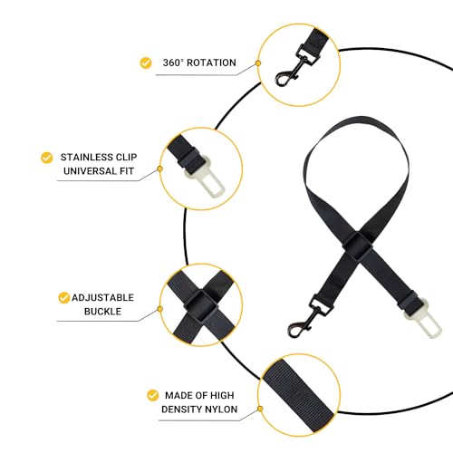 DOGGYKINGDOM Seat Belt for Dogs in Car for Dog Car Harness for Small Medium Large Sized Dogs - Black