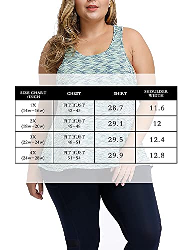 Uoohal Yoga Tank Plus Size Women Loose Fit Sleeveless Workout Tank Tops Light Green 3X