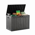 GYMHILL 50 Gallon Outdoor & Indoor Deck Storage Box, Waterproof Lockable Patio Storage Container for Gardening Tools, Picnic Supplies, Easy to Assemble, Black