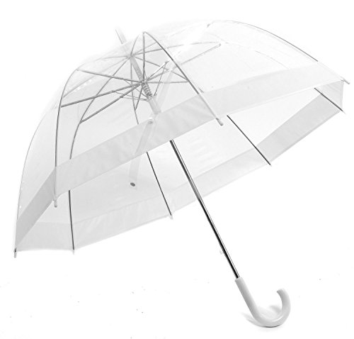 PIER 17 Bubble Umbrella with Birdcage Structure and Vinyl Trim (Clear/White)