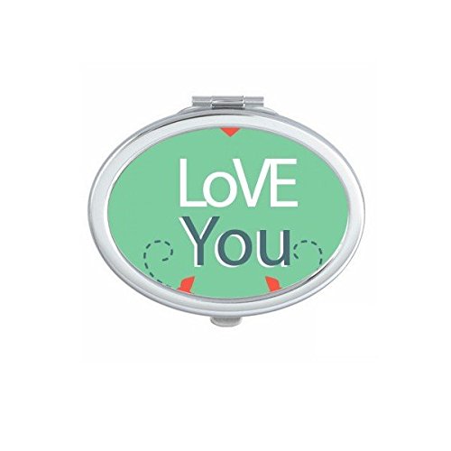 Miroir de poche Saint Valentin cadeau idéal motif oiseau cœur amoureux vert ovale mini