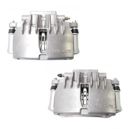 Image of TRQ Front Driver and Passenger Side Brake Caliper Set Caliper Brackets Hardware Compatible with 03-04 Ford Mustang GT 03-04 Mustang Base Model