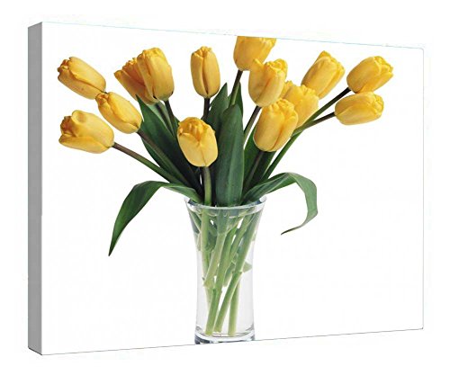 Impression tulipes jaunes tableau décoratif encadré bois 40x50 cm