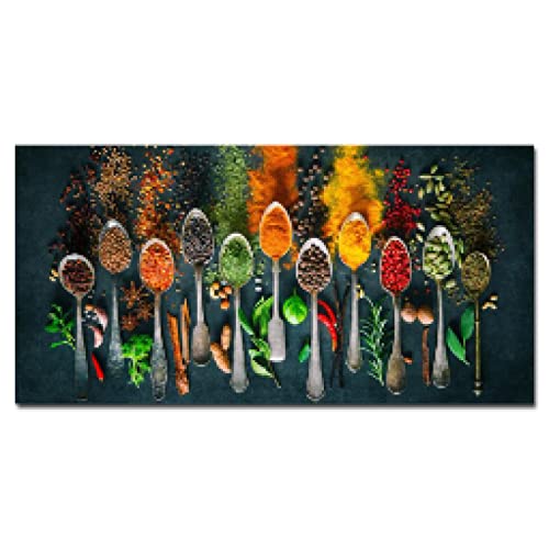 Cuisine herbes épices décoration murale tableau salon affiche moderne sur toile minimaliste 70x140cm