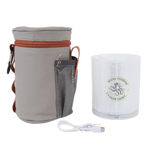 Squid Jig Fill Light Bag with Type C Female Power Interface Holds up to 8 Lures for Hard Bait Soft Bait Glow Light (Grey)