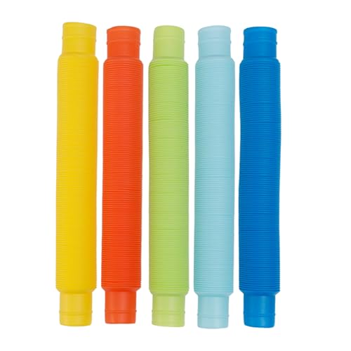 alldoro 60332 Flexi Pop Tubes, sensorisches Spielzeug, Röhren mit ausziehbarer Länge 21-73 cm, 3 cm Durchmesser, 5 Stück